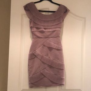 Pleaded tulle dusty rose cocktail dress